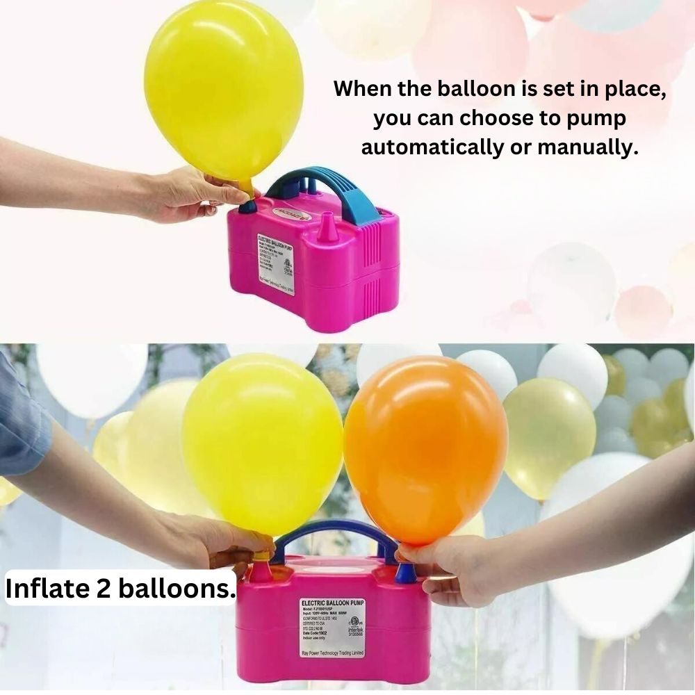 600W Electric Balloon Pump Inflator Balloon Power 2 Nozzles Portable AU Plug