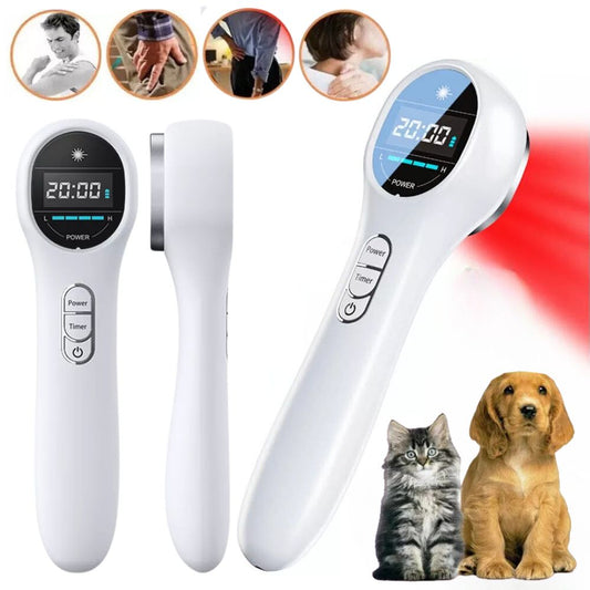 650nm+808nm Cold Laser Red Light Pain Relief Therapy Knee Fit Pet Wounds Healing