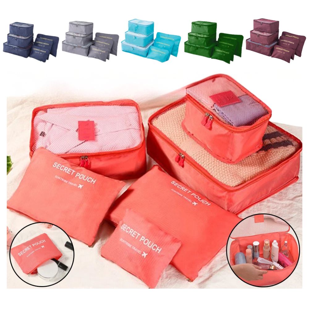 6PCS Travel Luggage Organiser Cube Clothes Storage Pouch Suitcase Packing Bags