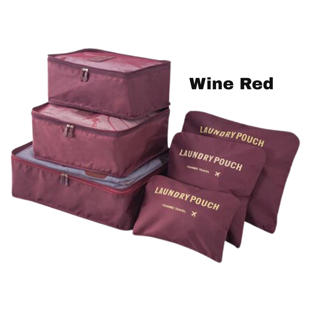 6PCS Travel Luggage Organiser Cube Clothes Storage Pouch Suitcase Packing Bags