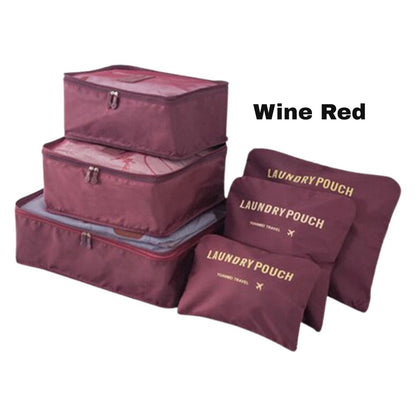 6PCS Travel Luggage Organiser Cube Clothes Storage Pouch Suitcase Packing Bags