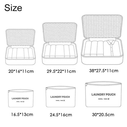 6PCS Travel Luggage Organiser Cube Clothes Storage Pouch Suitcase Packing Bags