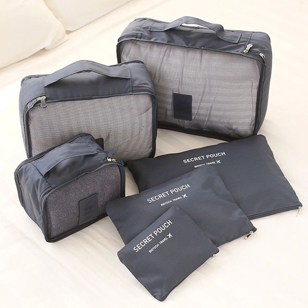 6PCS Travel Luggage Organiser Cube Clothes Storage Pouch Suitcase Packing Bags
