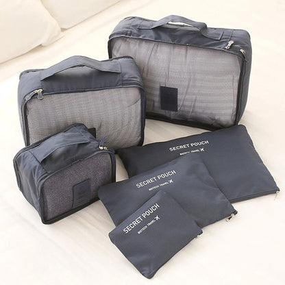 6PCS Travel Luggage Organiser Cube Clothes Storage Pouch Suitcase Packing Bags