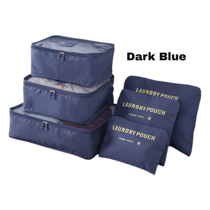 6PCS Travel Luggage Organiser Cube Clothes Storage Pouch Suitcase Packing Bags
