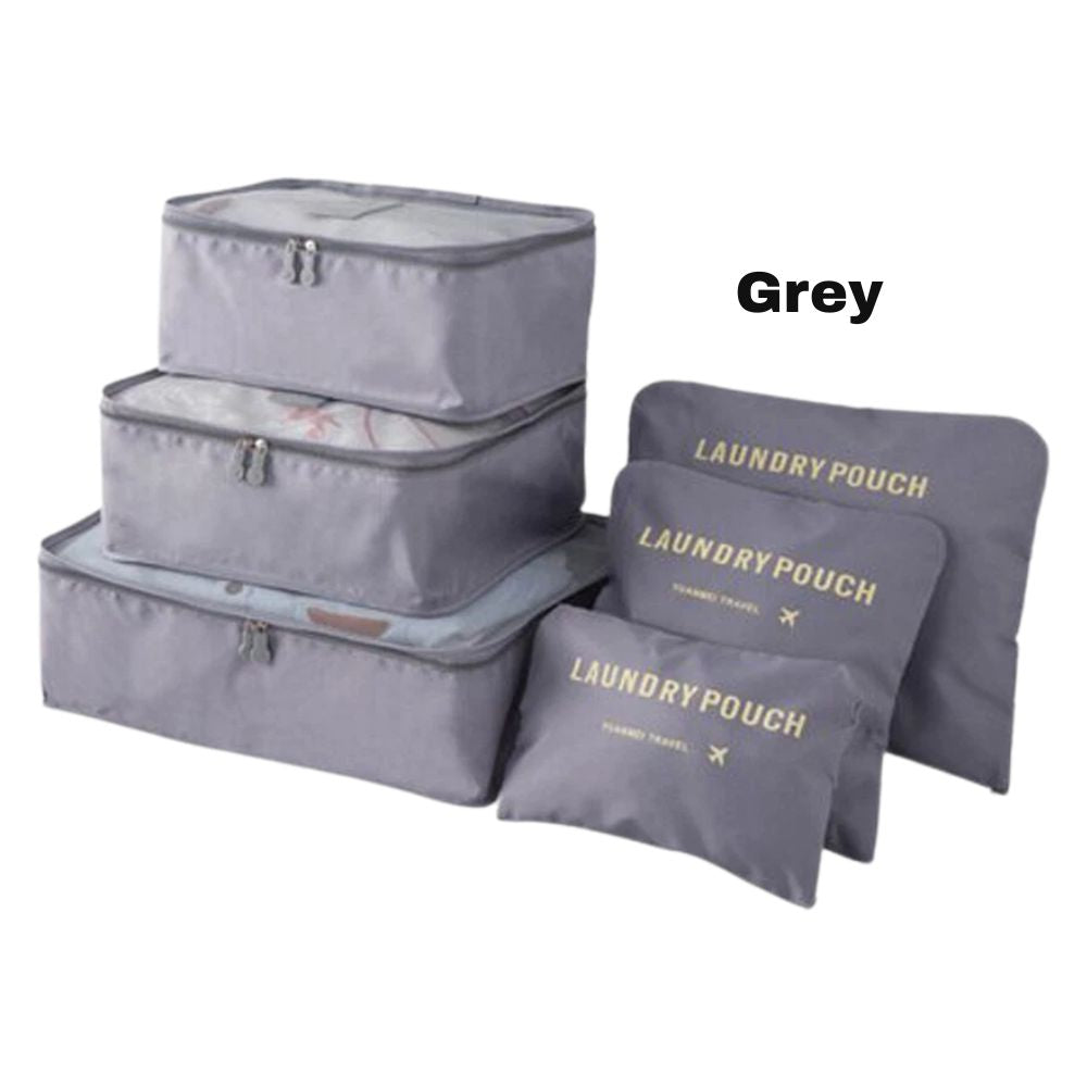 6PCS Travel Luggage Organiser Cube Clothes Storage Pouch Suitcase Packing Bags