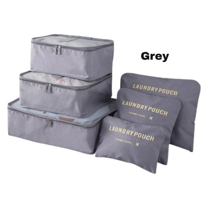 6PCS Travel Luggage Organiser Cube Clothes Storage Pouch Suitcase Packing Bags