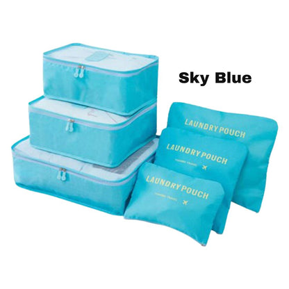 6PCS Travel Luggage Organiser Cube Clothes Storage Pouch Suitcase Packing Bags
