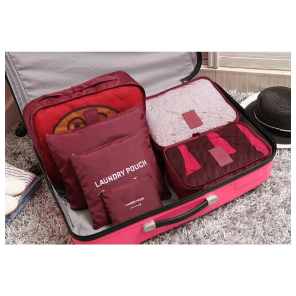 6PCS Travel Luggage Suitcase Organiser Packing Cubes Set Bags Pouches