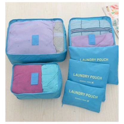 6PCS Travel Luggage Suitcase Organiser Packing Cubes Set Bags Pouches