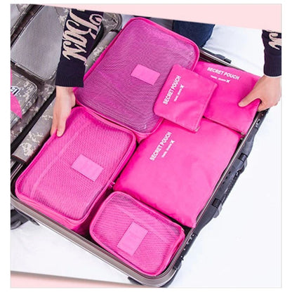 6PCS Travel Luggage Suitcase Organiser Packing Cubes Set Bags Pouches