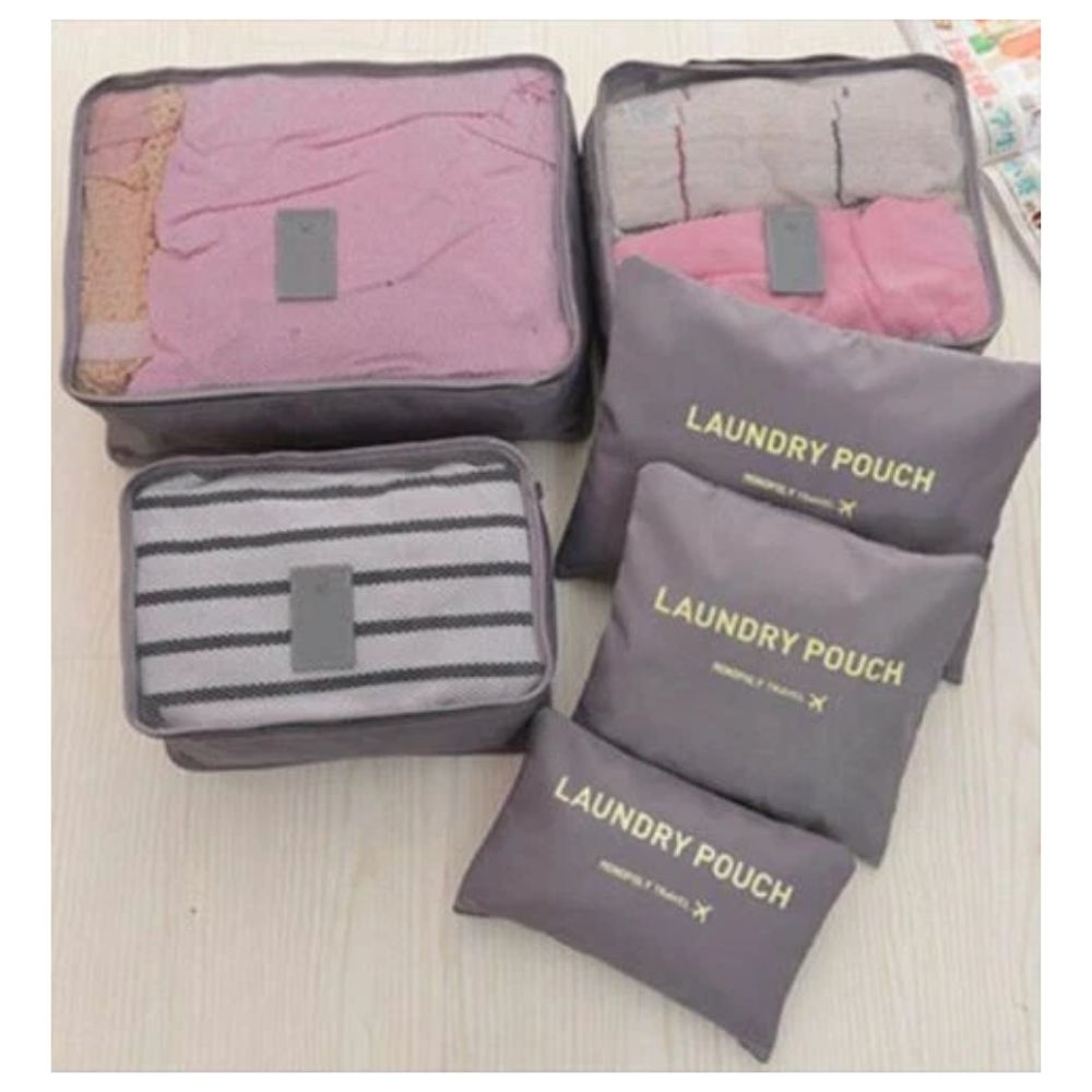 6PCS Travel Luggage Suitcase Organiser Packing Cubes Set Bags Pouches