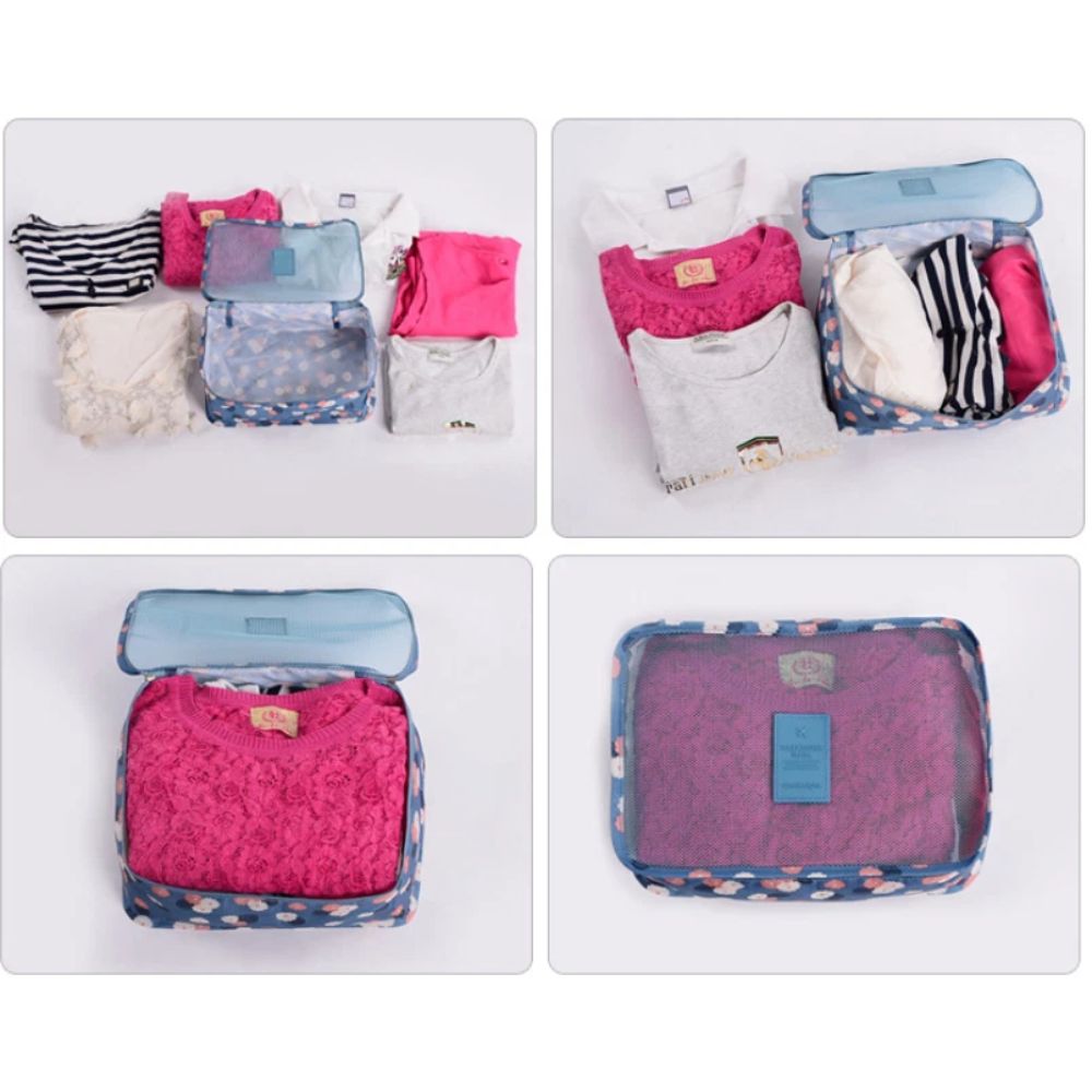6PCS Travel Luggage Suitcase Organiser Packing Cubes Set Bags Pouches