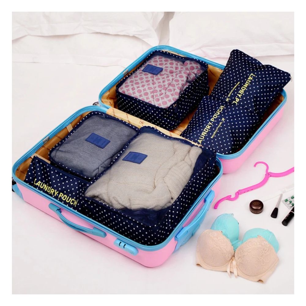 6PCS Travel Luggage Suitcase Organiser Packing Cubes Set Bags Pouches