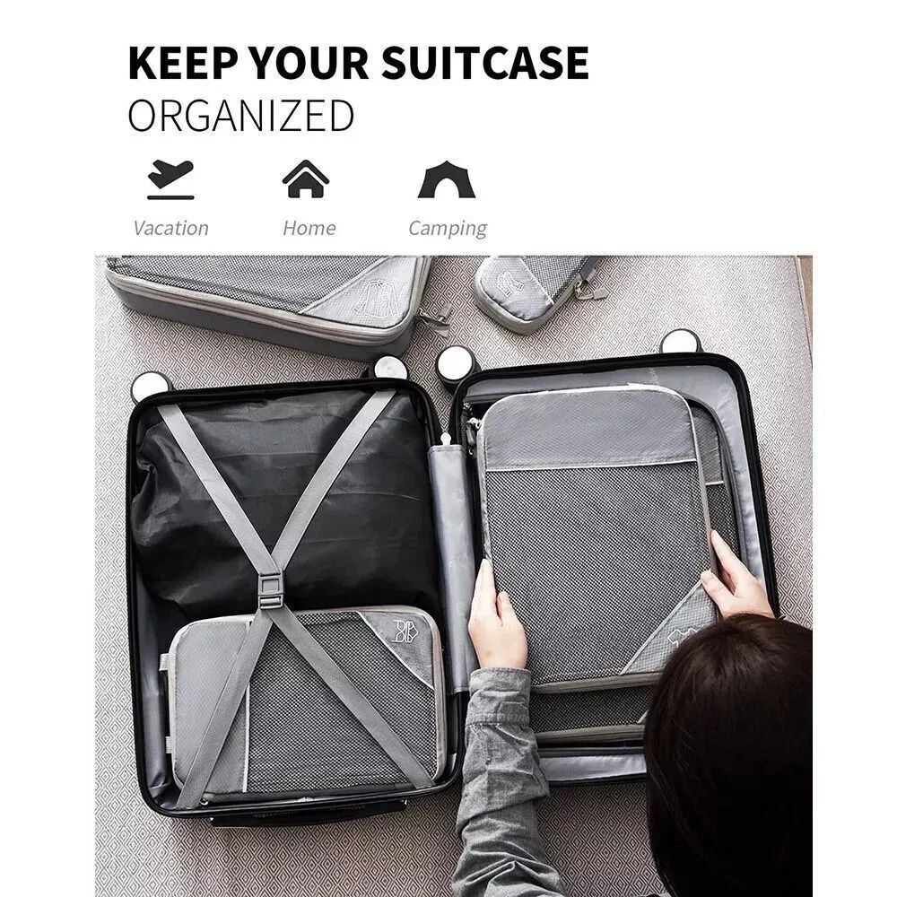 3/6Pcs Compression Packing Cubes Expandable Storage Travel Luggage Bags Organiser