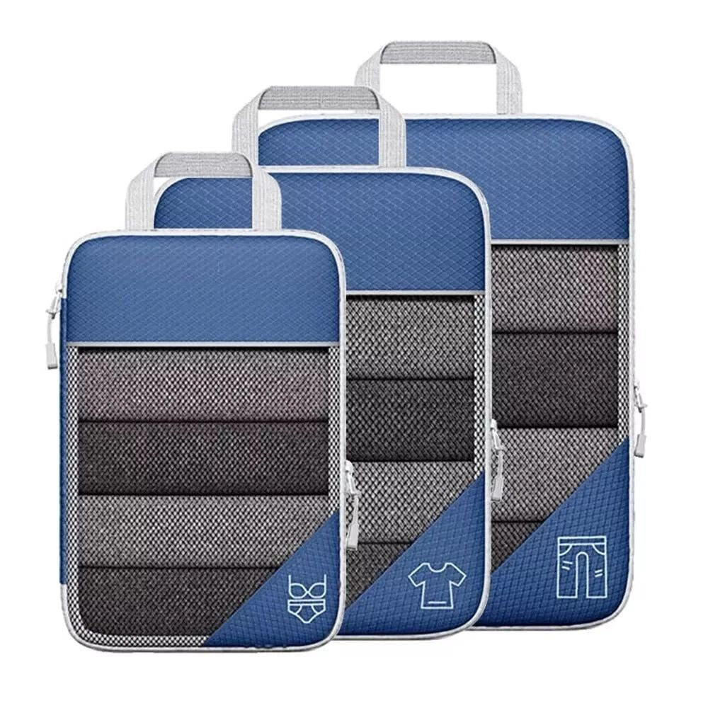 3/6Pcs Compression Packing Cubes Expandable Storage Travel Luggage Bags Organiser