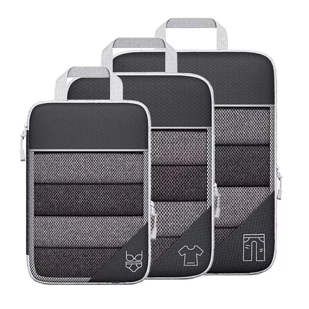 3/6Pcs Compression Packing Cubes Expandable Storage Travel Luggage Bags Organiser