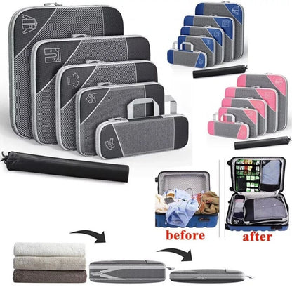 3/6Pcs Compression Packing Cubes Expandable Storage Travel Luggage Bags Organiser