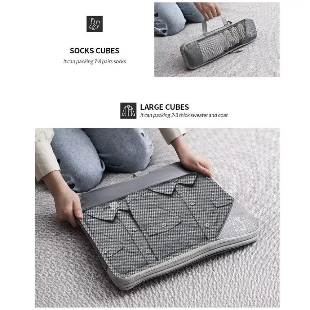 3/6Pcs Compression Packing Cubes Expandable Storage Travel Luggage Bags Organiser