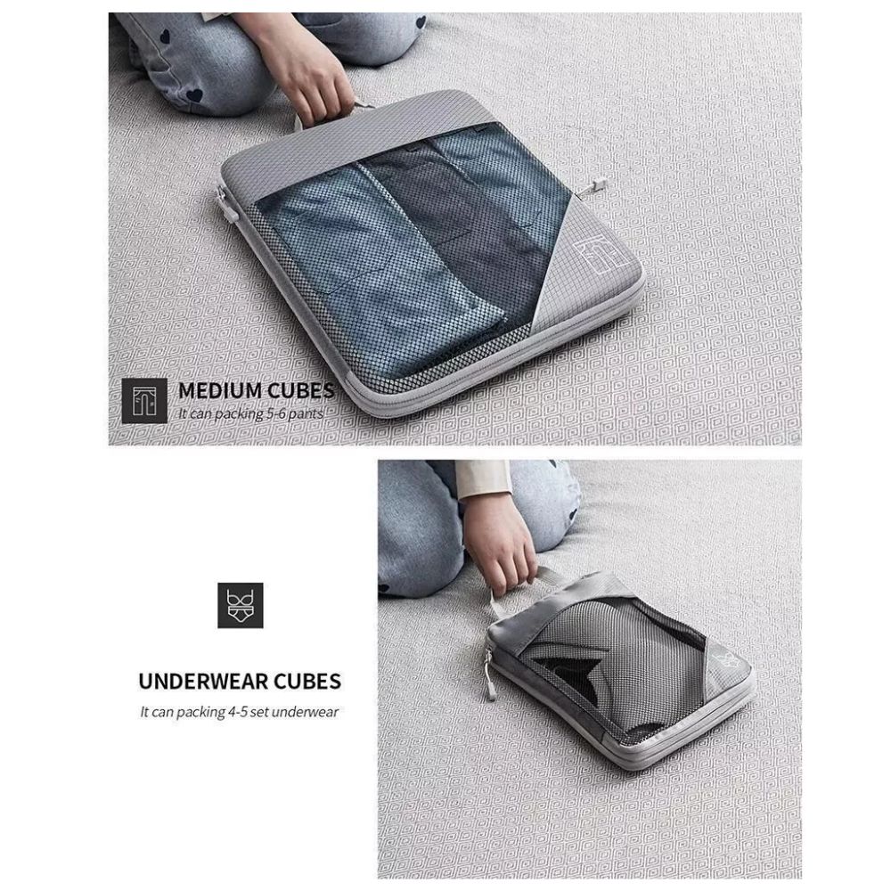 3/6Pcs Compression Packing Cubes Expandable Storage Travel Luggage Bags Organiser