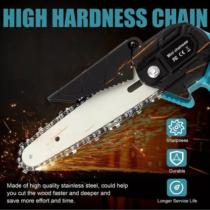 6" Rechargeable Mini Cordless Electric Chainsaw 2X Battery-Powered Wood Cutter