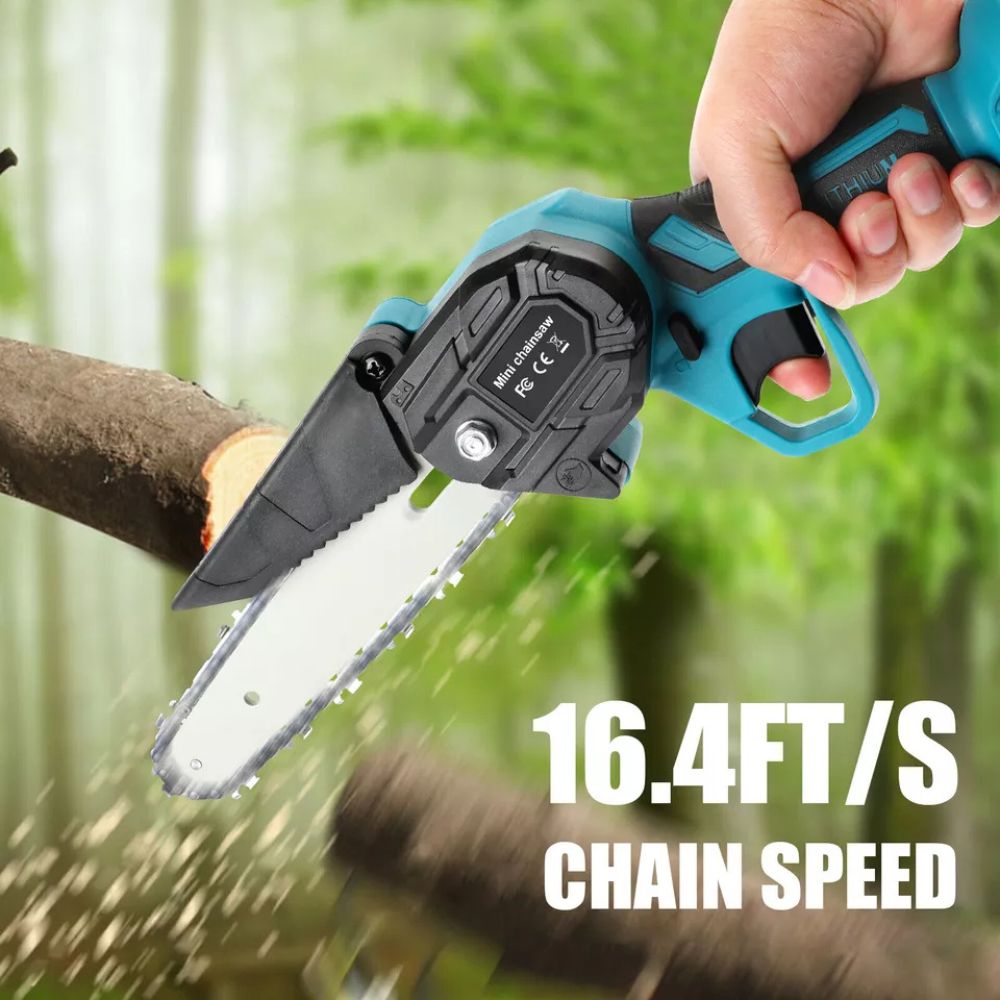 6" Rechargeable Mini Cordless Electric Chainsaw 2X Battery-Powered Wood Cutter