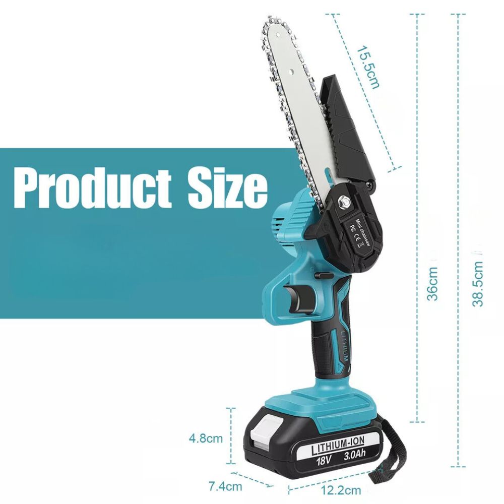 6" Rechargeable Mini Cordless Electric Chainsaw 2X Battery-Powered Wood Cutter