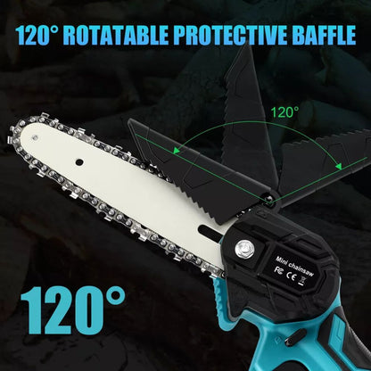 6" Rechargeable Mini Cordless Electric Chainsaw 2X Battery-Powered Wood Cutter