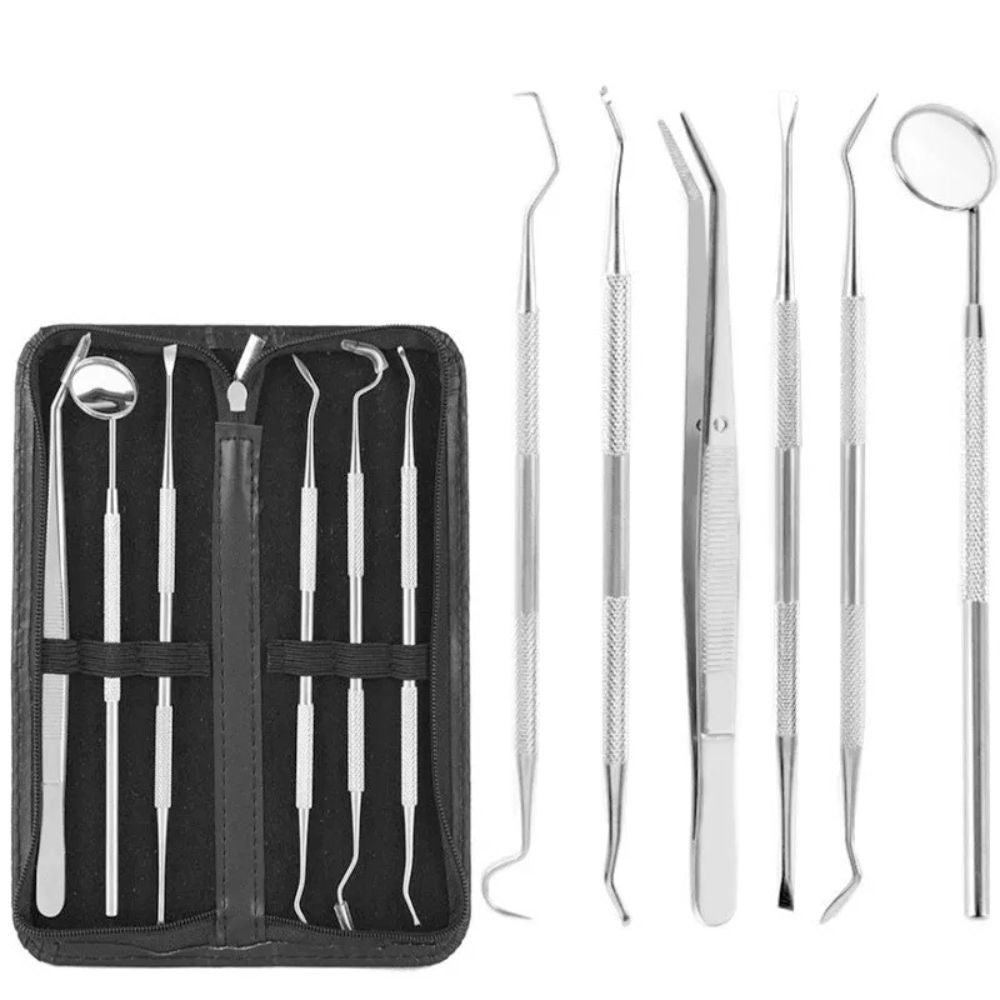 7PCS Dental Hygiene Cleaning Kits Tools Teeth Mirror Scraper Pick Scaler Tweezer