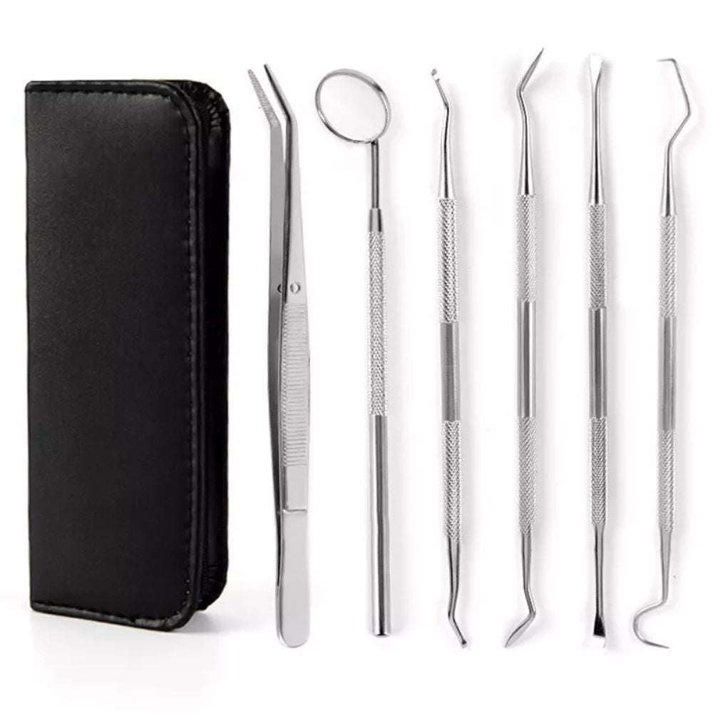 7PCS Dental Hygiene Cleaning Kits Tools Teeth Mirror Scraper Pick Scaler Tweezer