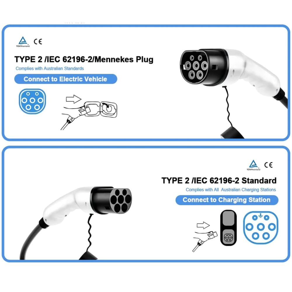 7kW/22kW 32A Type2 to Type 2 EV 5M Charging Car Charger Cable BYD Tesla Model Y/3