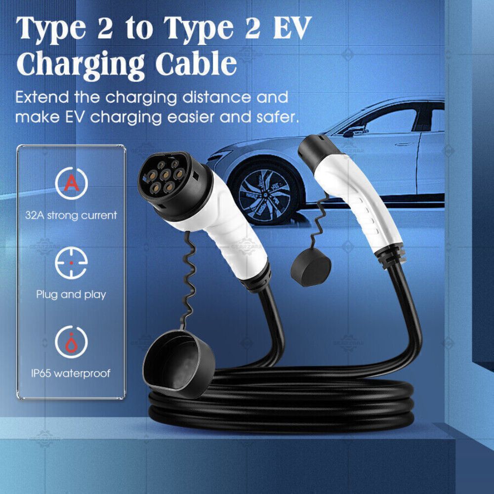 7kW/22kW 32A Type2 to Type 2 EV 5M Charging Car Charger Cable BYD Tesla Model Y/3