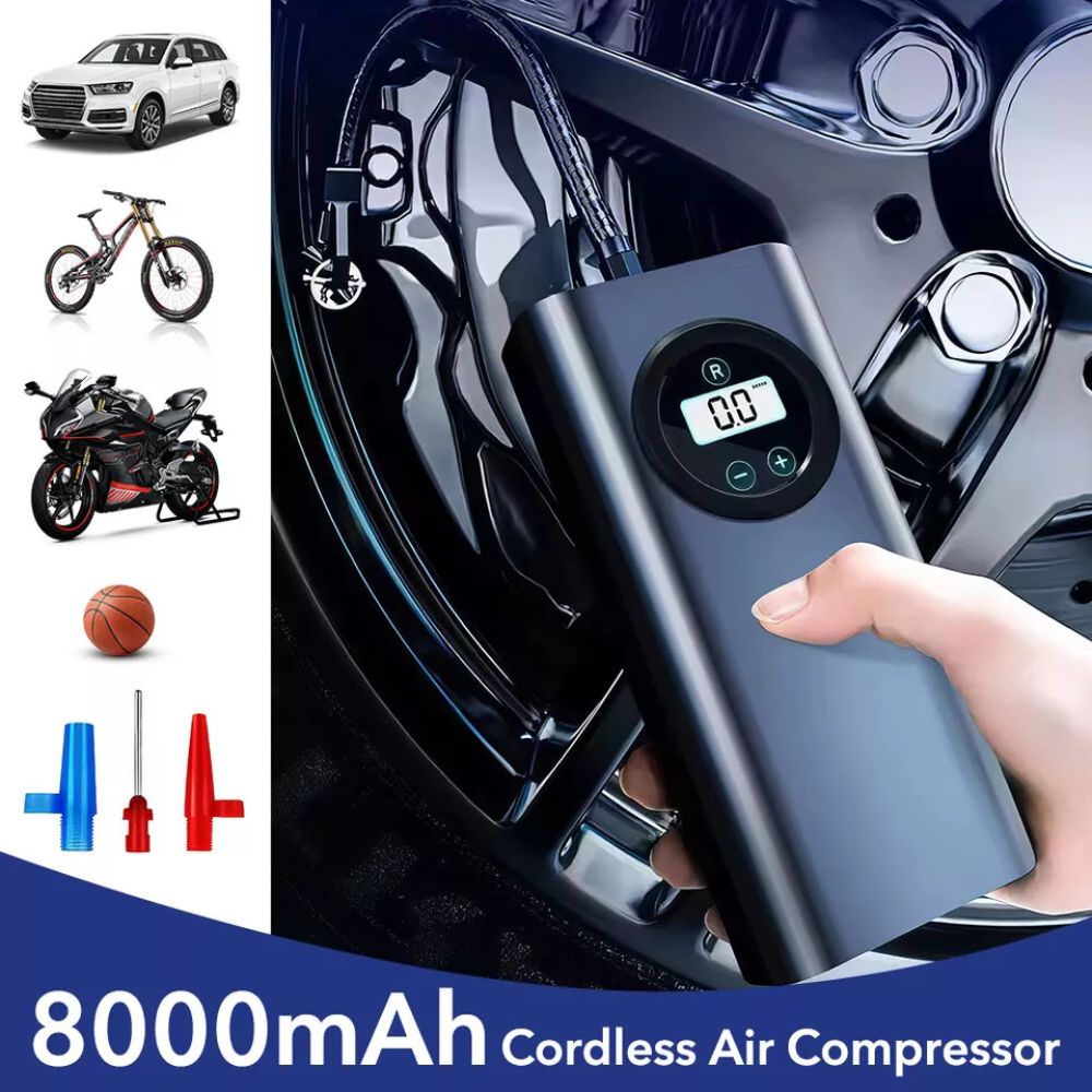 8000mAh Battery Rechargeable Car Tire Air Inflator Cordless Electric Pump