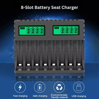 8 Slot Smart Battery Charger LCD Display for AA/AAA Rechargeable Batteries