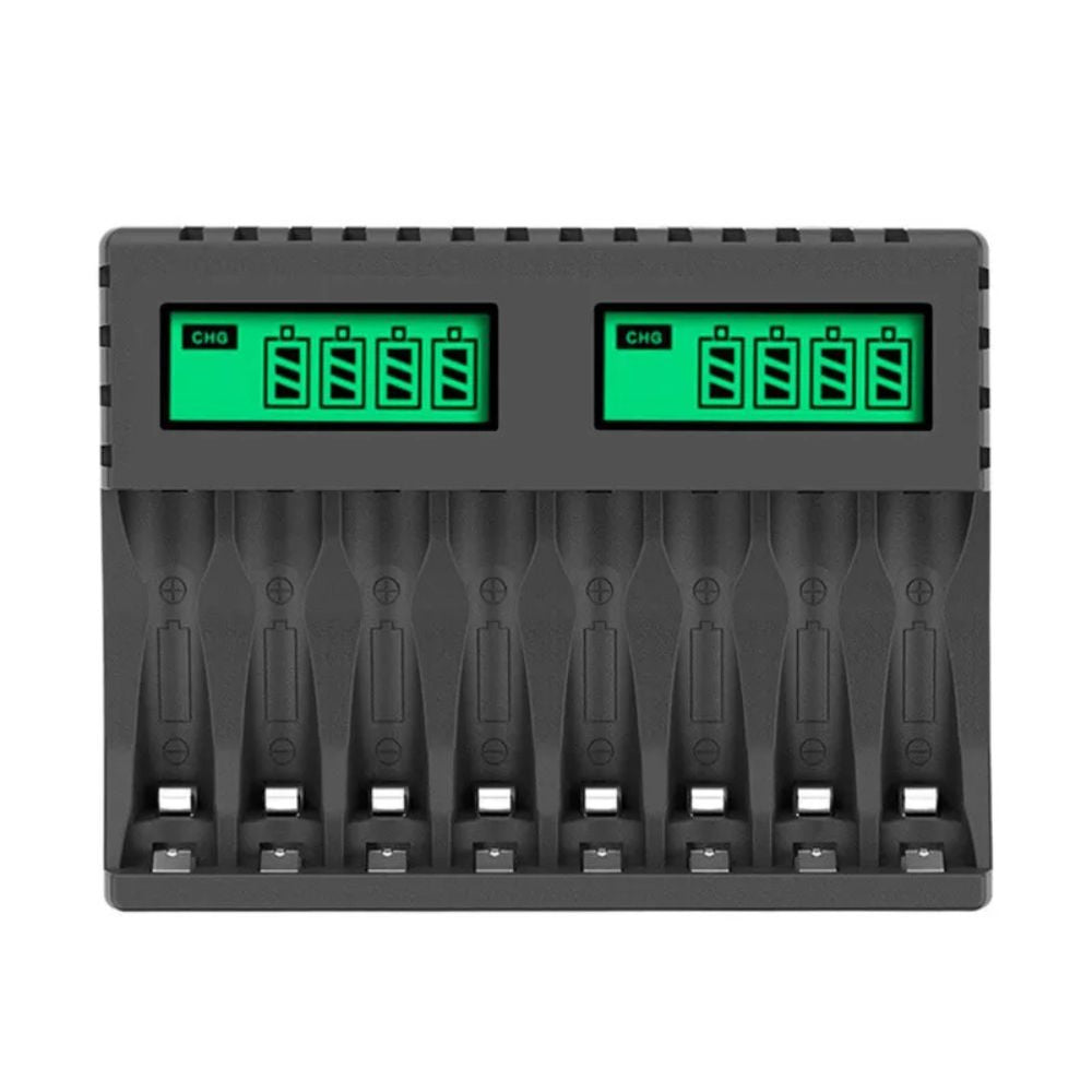 8 Slot Smart Battery Charger LCD Display for AA/AAA Rechargeable Batteries