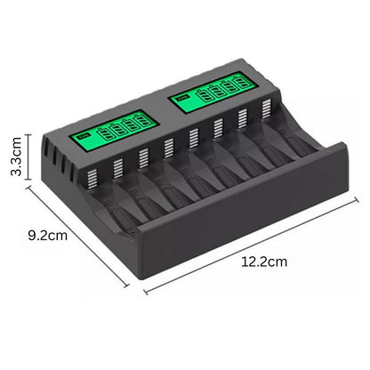 8 Slot Smart Battery Charger LCD Display for AA/AAA Rechargeable Batteries