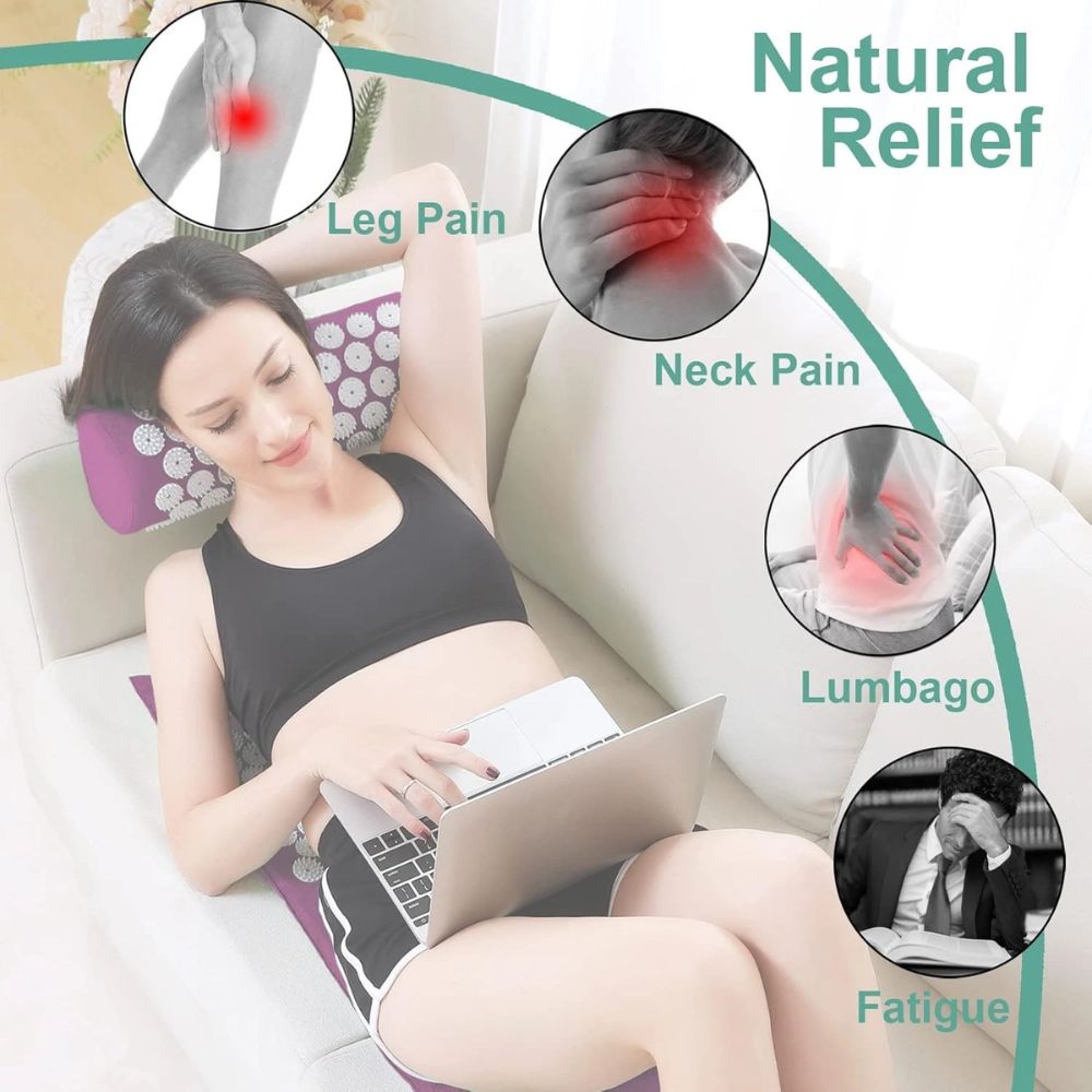 Acupressure mat and pillow set