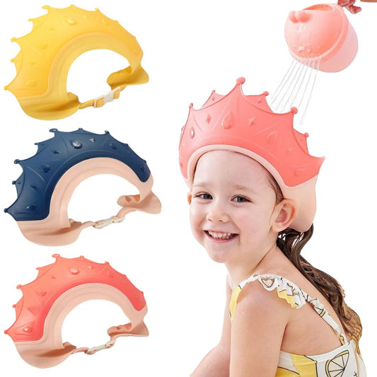 Adjustable Baby Shower Cap Kids Children Bath Wash Hair Eye Care Crown Shape Hat
