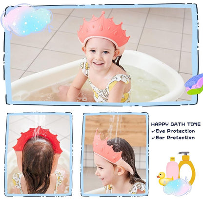 Adjustable Baby Shower Cap Kids Children Bath Wash Hair Eye Care Crown Shape Hat