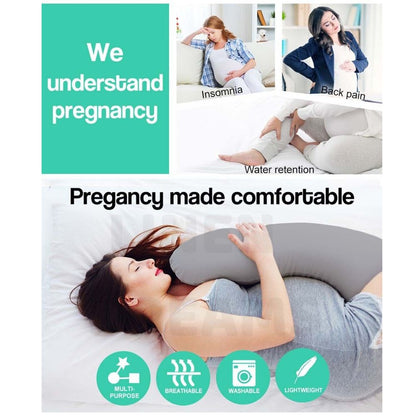 Aus Made Pregnancy Maternity Pillow Sleeping Nursing Body Support Feed - Sky Blue