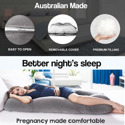 Aus Made Pregnancy Maternity Pillow Sleeping Nursing Body Support Feed - White