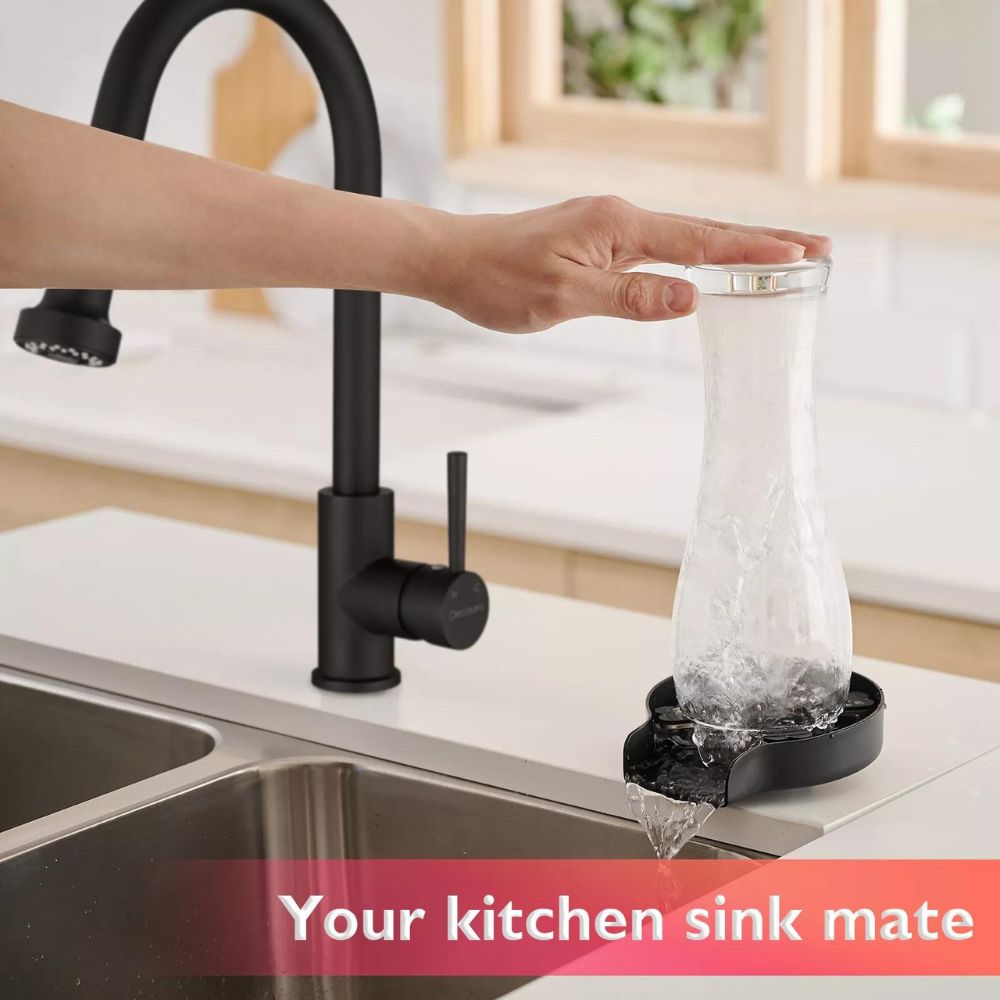 Auto Glass Rinser Metal Cup Bottle Coffee Washer for Kitchen Sink Brushed/Black