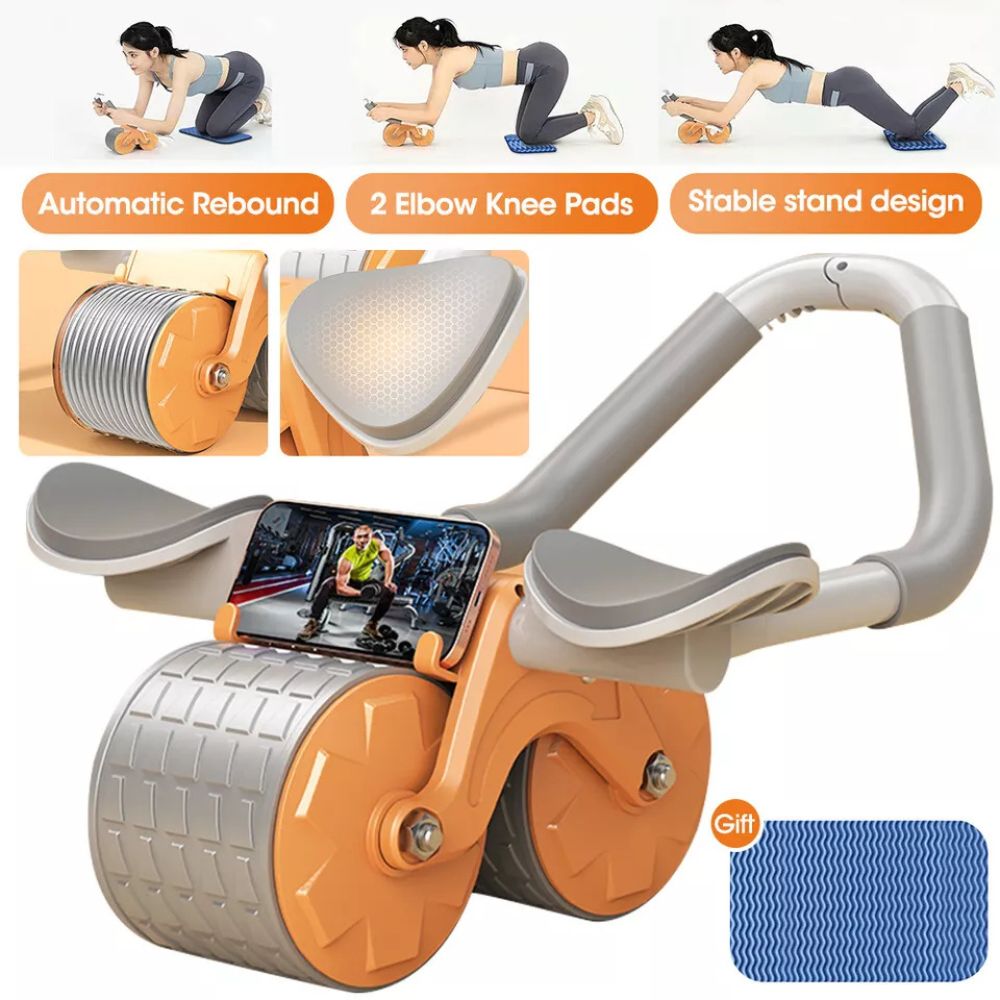 Automatic Ab Roller Abdominal Wheel Gym Workout Equipment Training Elbow Support