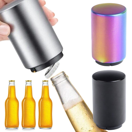 Automatic Bottle Cap Opener Stainless Steel Magnetic Beer Push Down Opener Gift