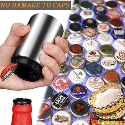 Automatic Bottle Cap Opener Stainless Steel Magnetic Beer Push Down Opener Gift