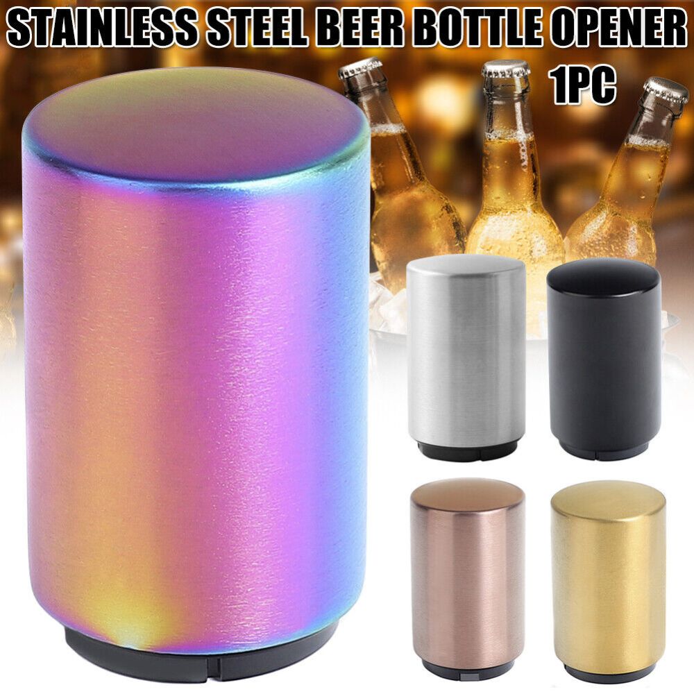 Automatic Bottle Cap Opener Stainless Steel Magnetic Beer Push Down Opener Gift