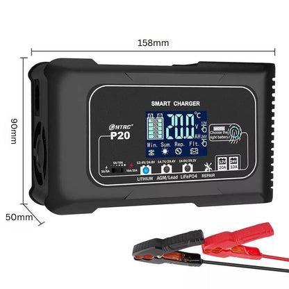 Automatic Lithium Battery Charger 20A 12V/24V For Lifepo4 Lead-Acid AGM/Gel/SLA