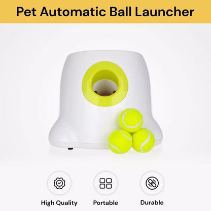 Automatic Pet Dog Ball Launcher Throwing Machine Tennis Ball Interactive Fetch Toy + 3 Ball