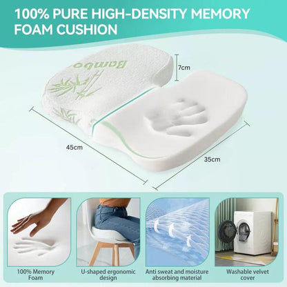 Bamboo Memory Foam Seat / Back Cushion Hip Posture Coccyx Lumbar Car Office