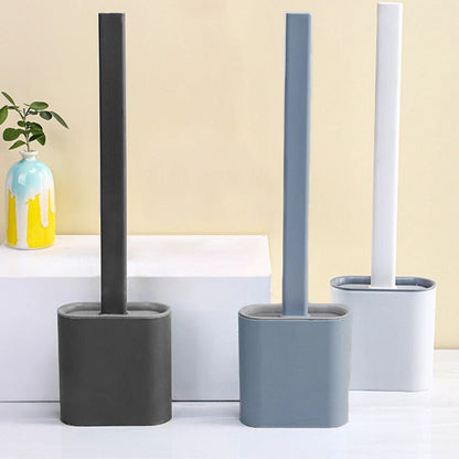 Bathroom Toilet Brush Silicone Bristles Cleaning Brush with Holder Creative Set